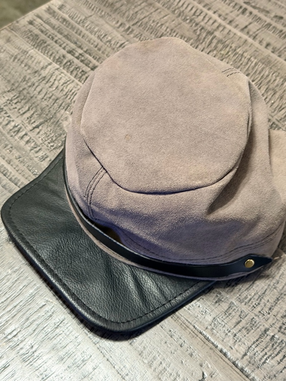 Suede Panel Cap with Black Leather Visor - Picture 5 of 6